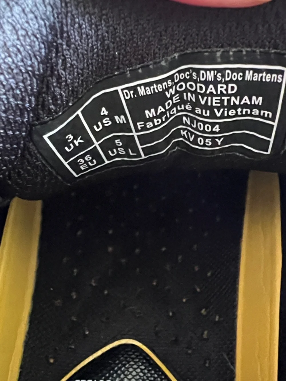 Dr. Martens Black Work-Style Lace-Up Boots with Yellow Accents
